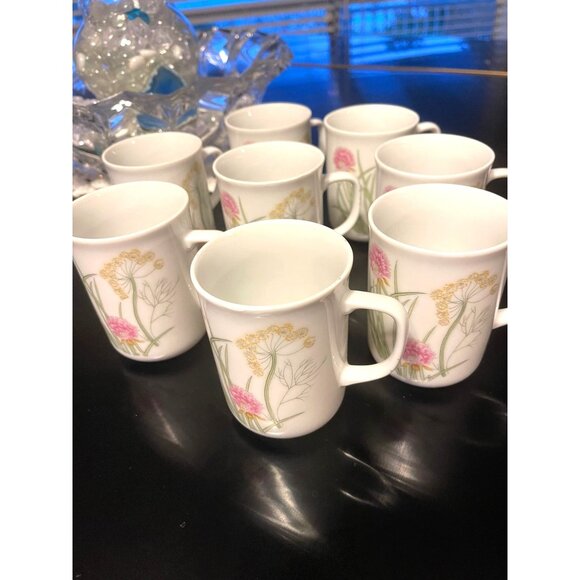Shafford Herbs And Spices Beverage Mugs Floral Pastels 6 oz. Set of Eight